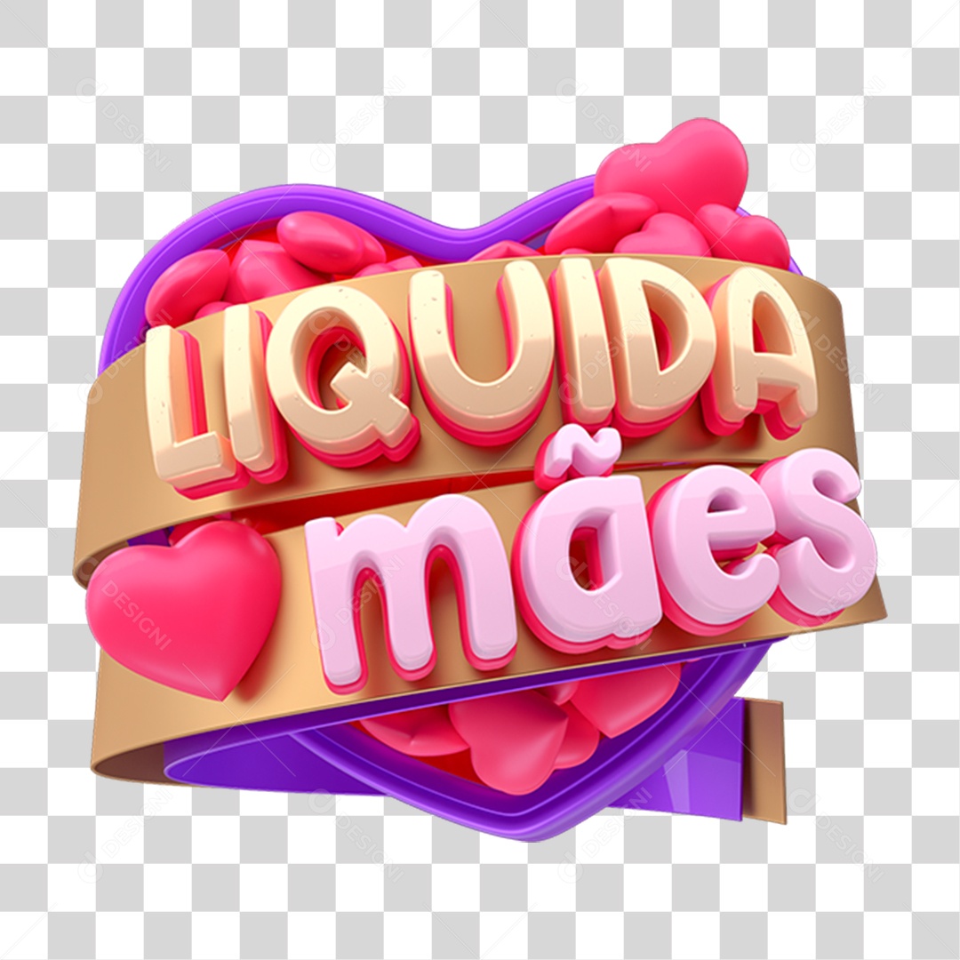 Selo 3D Liquida Mães PNG Transparente