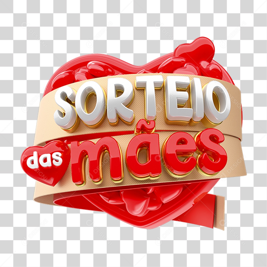 Selo 3D Sorteio das Mães PNG Transparente