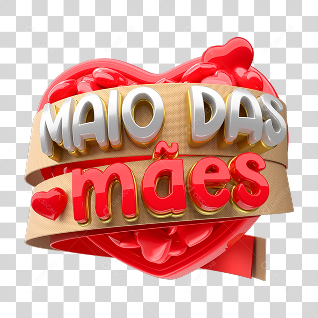 Selo 3D Maio das Mães PNG Transparente