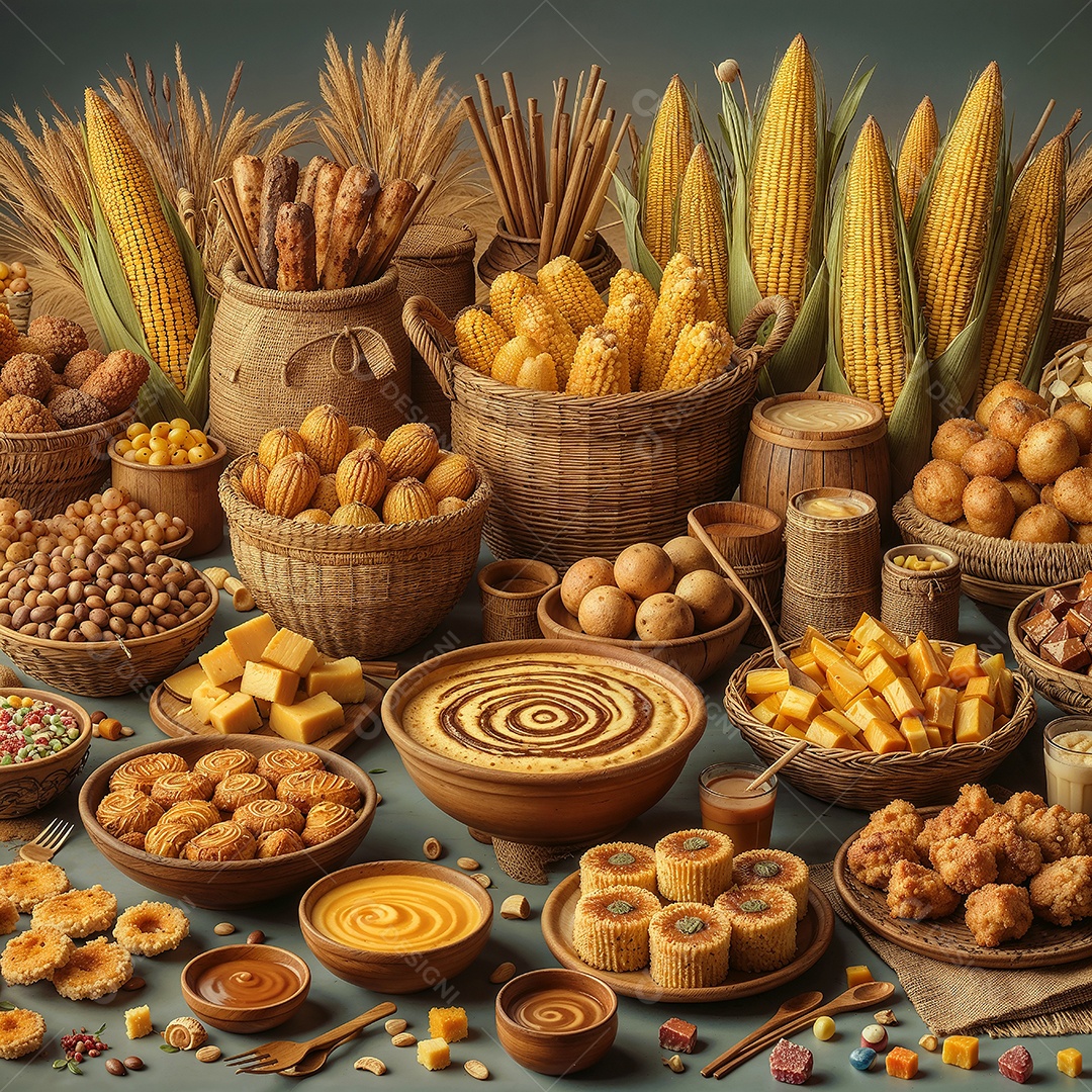 Milho doces e outras comidas típicas da festa de São João