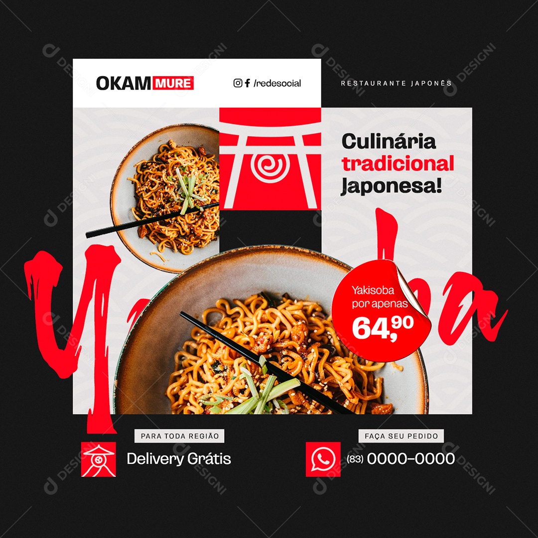 Restaurante Japonês Culinária Tradicional Japonesa Social Media PSD Editável