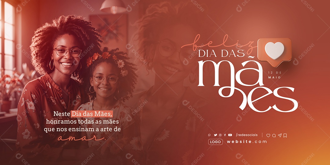 Banner Feliz Dia das Mães 12 de Maio Honramos Todas as Mães Social Media PSD Editável
