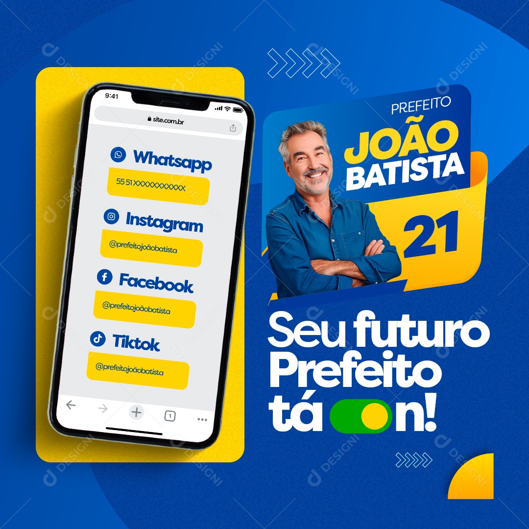 Eleições Prefeito João Batista Seu Futuro Prefeito Tá On Social Media PSD Editável