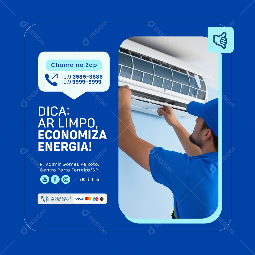 Ar Condicionado Ar Limpo Economiza Energia Social Media PSD Editável