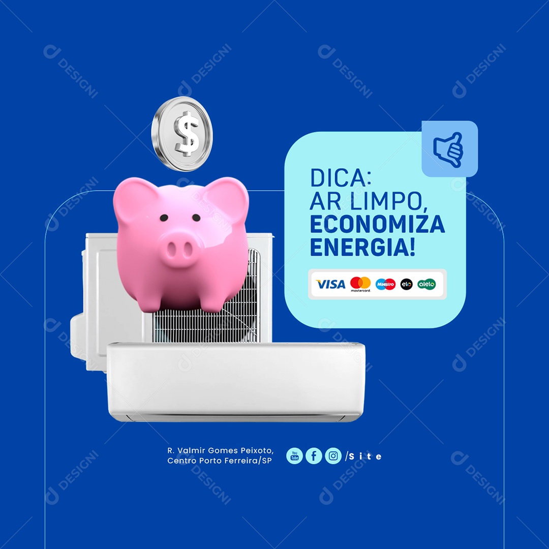 Ar Condicionado Dica Ar Limpo Economiza Energia Social Media PSD Editável