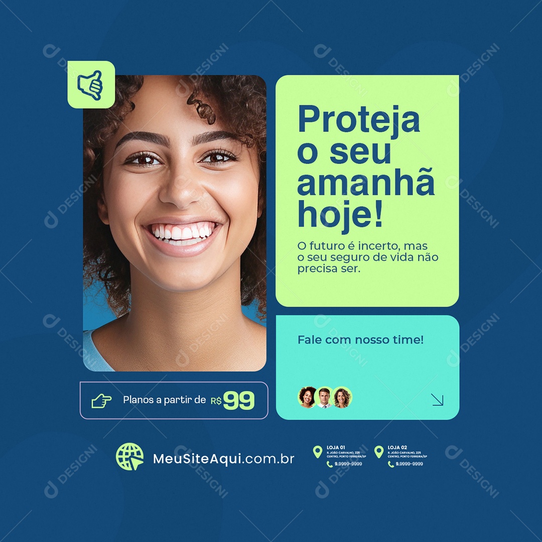 Seguro de Vida Proteja o Seu Amanhã Hoje Social Media PSD Editável