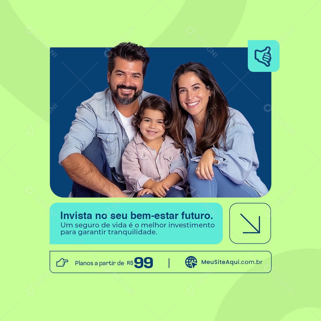Seguro de Vida Invista no Seu Bem Estar Futuro Social Media PSD Editável