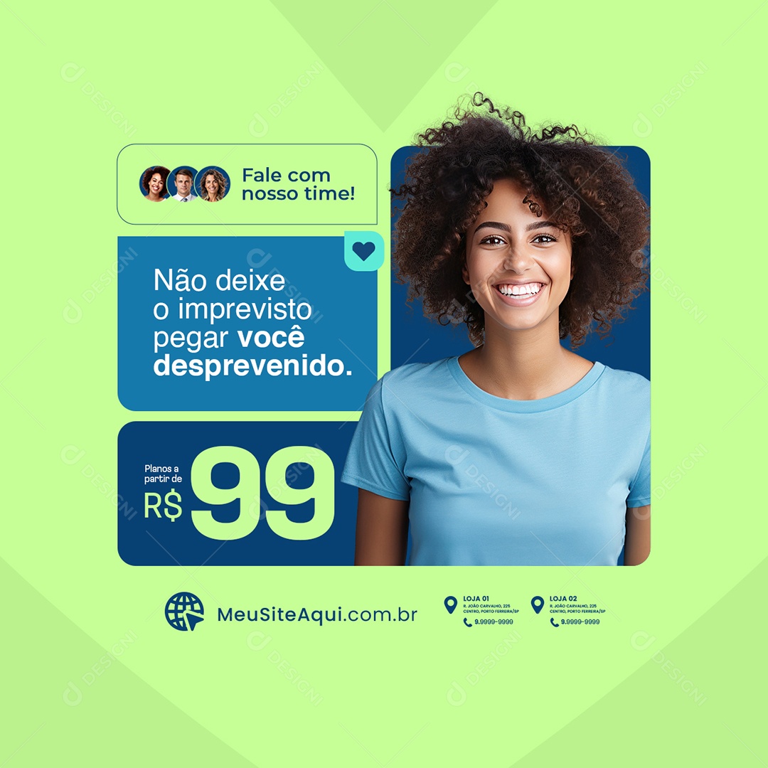Seguro de Vida Não Deixe o Imprevisto Pega Você Desprevenido Social Media PSD Editável