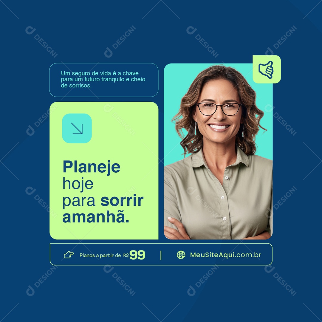 Um Seguro de Vida Planeje Hoje para Sorrir Amanhã Social Media PSD Editável