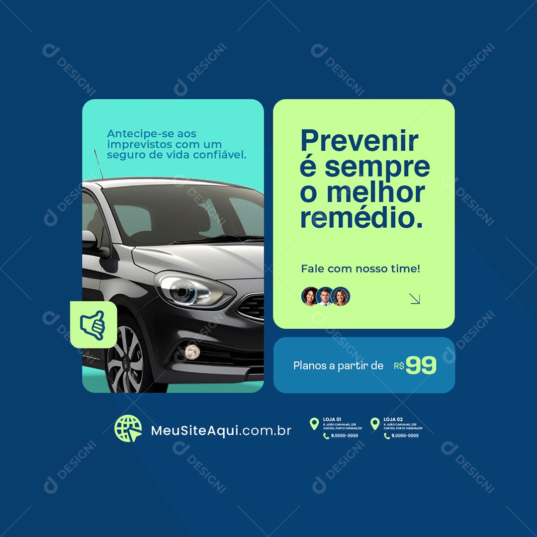 Seguro de Vida Prevenir é Sempre o Melhor Remédio Social Media PSD Editável
