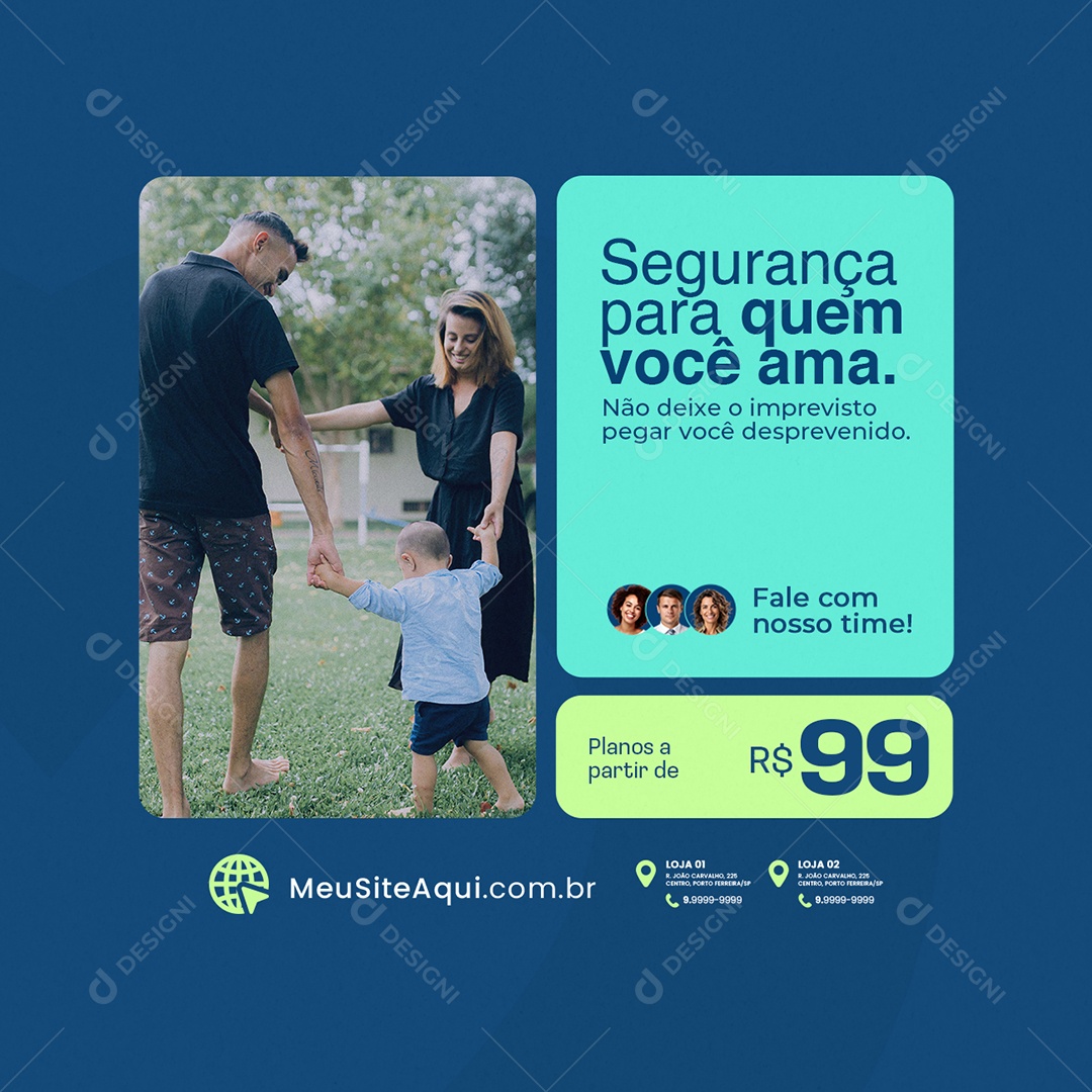 Seguro de Vida Segurança para Quem Você Ama Social Media PSD Editável