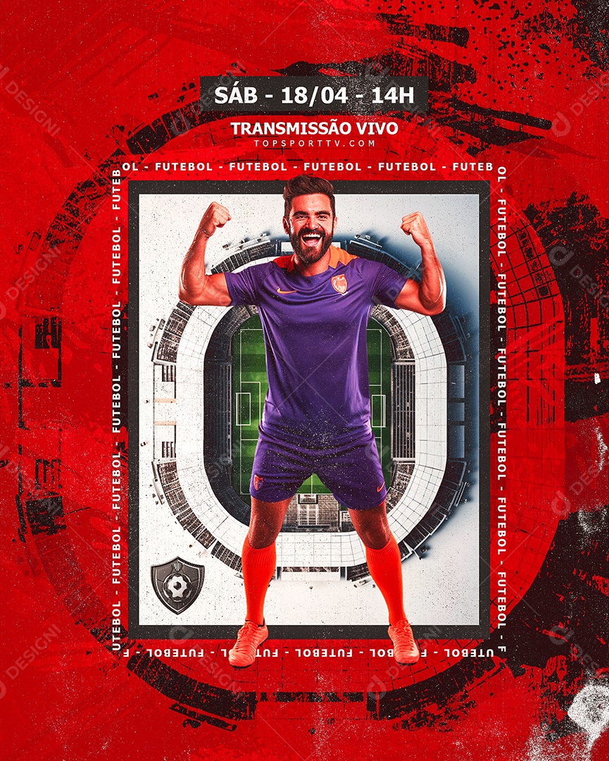 Jogo de Futebol Transmissão Social Media PSD Editável