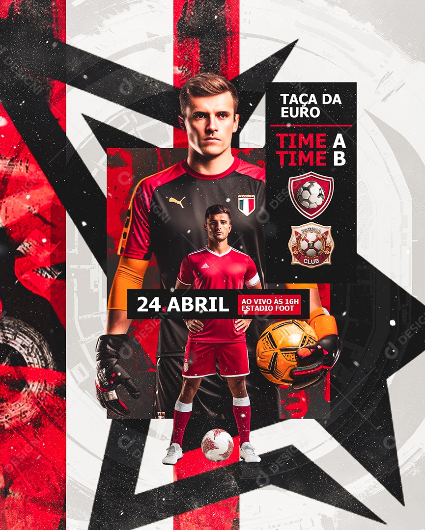 Jogo de Futebol Taça Da Euro Time A Time B Social Media PSD Editável