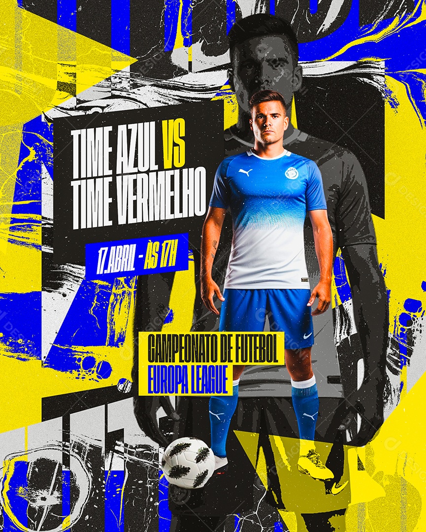 Jogo de Futebol Time Azul VS Time Vermelho Social Media PSD Editável