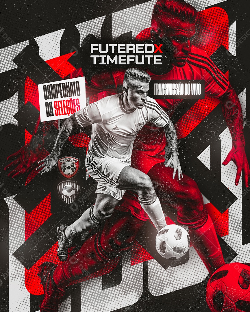 Jogo de Futebol Campeonato da Seleções Futered x Timefute Social Media PSD Editável