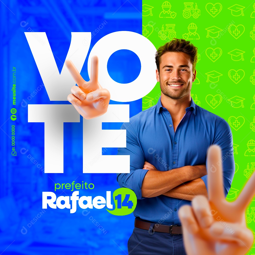 Vote Rafael 14 Social Media PSD Editável
