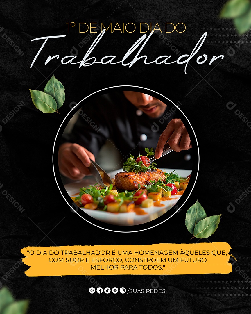 Dia do Trabalhador Profissão Cozinheiro Social Media PSD Editável