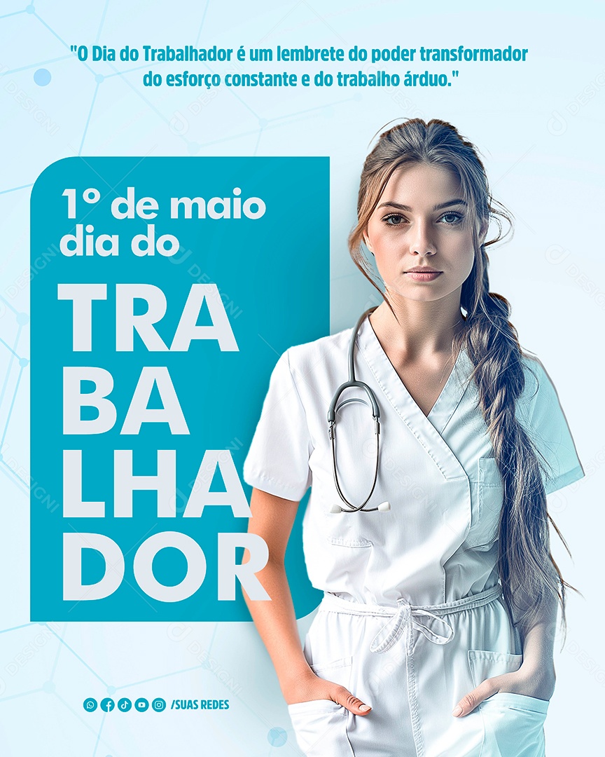 Dia do Trabalhador Profissão Enfermeira Social Media PSD Editável