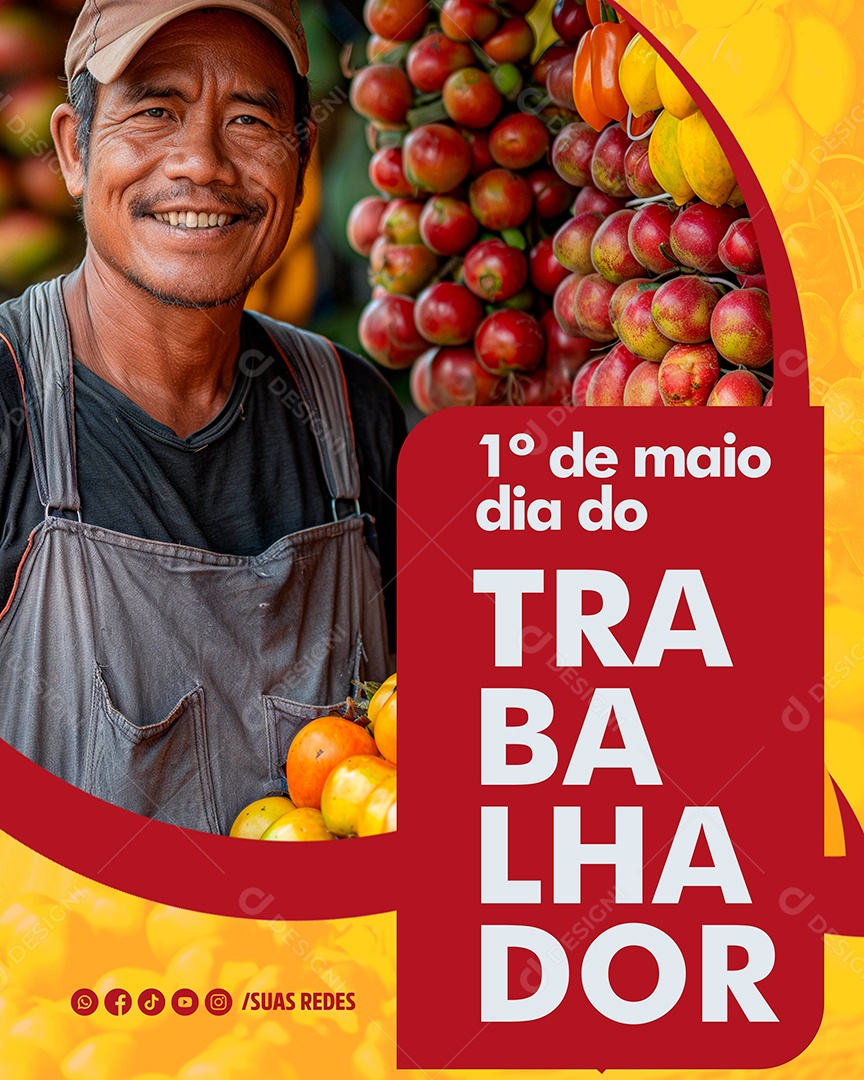 Dia do Trabalhador Profissão Feirante Social Media PSD Editável