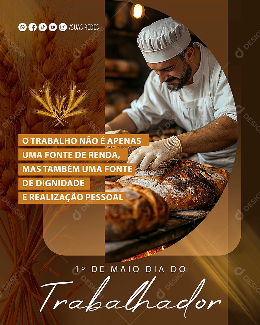 Dia do Trabalhador Profissão Padeiro e Confeiteiro Social Media PSD Editável