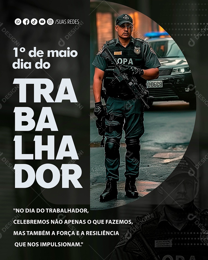Dia do Trabalhador Profissão Policial Social Media PSD Editável