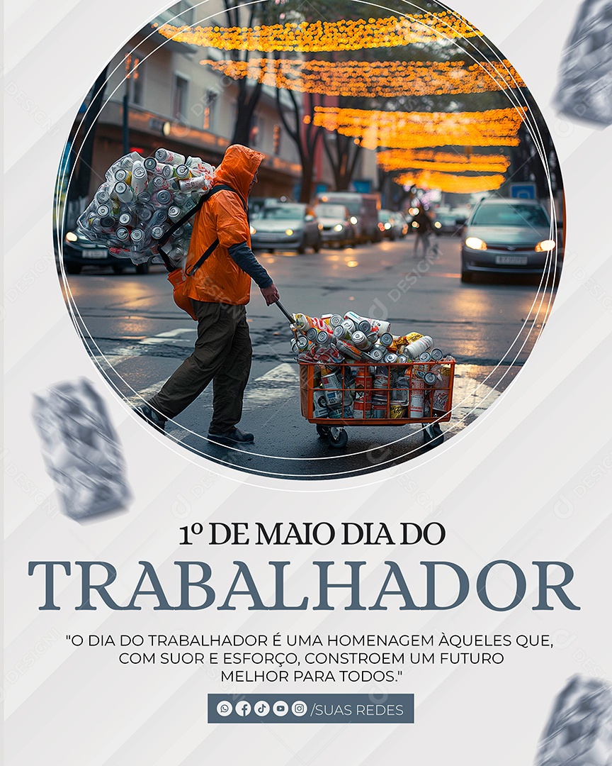 Dia do Trabalhador Profissão Reciclador Social Media PSD Editável