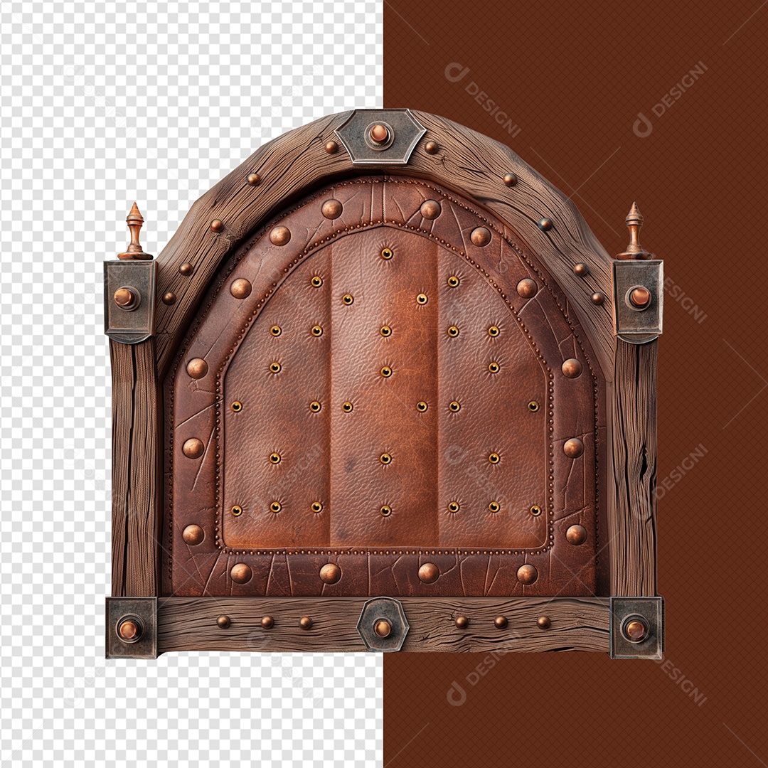 Painel de Madeira e Couro Elemento 3D para Composição PSD