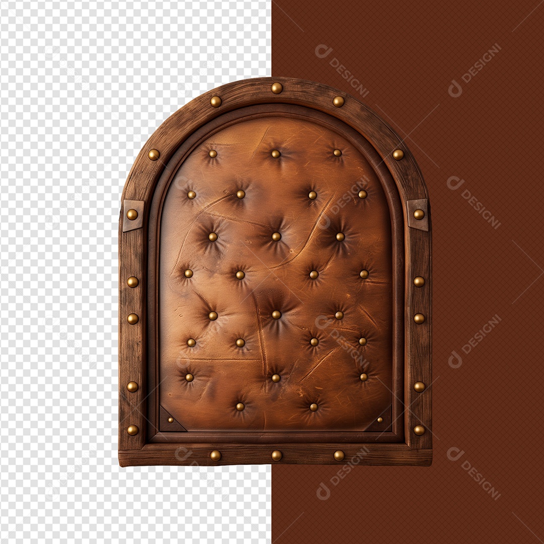 Painel de Couro Elemento 3D Marron para Composição PSD