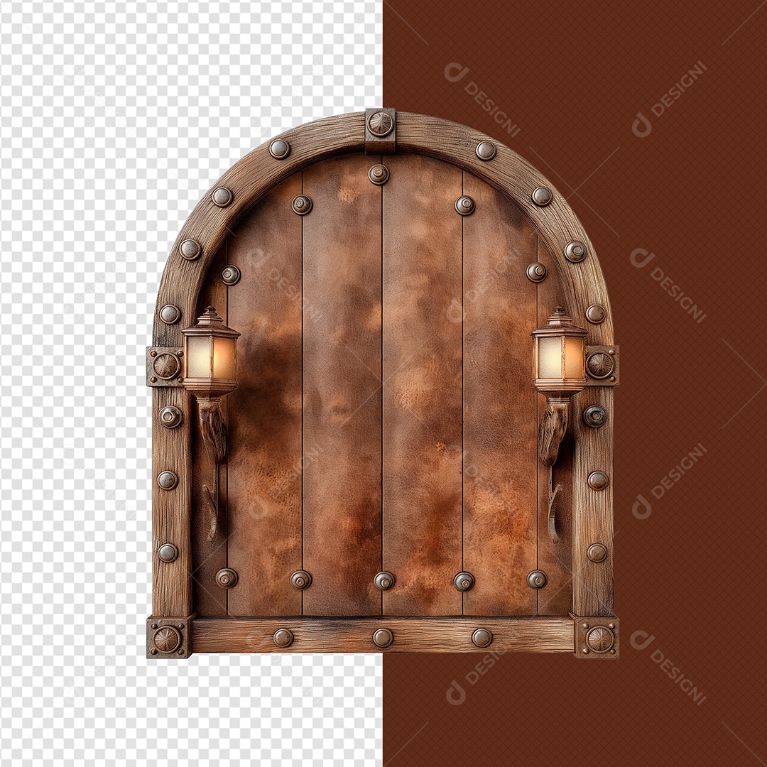 Painel de Couro e Luminaria Elemento 3D para Composição PSD