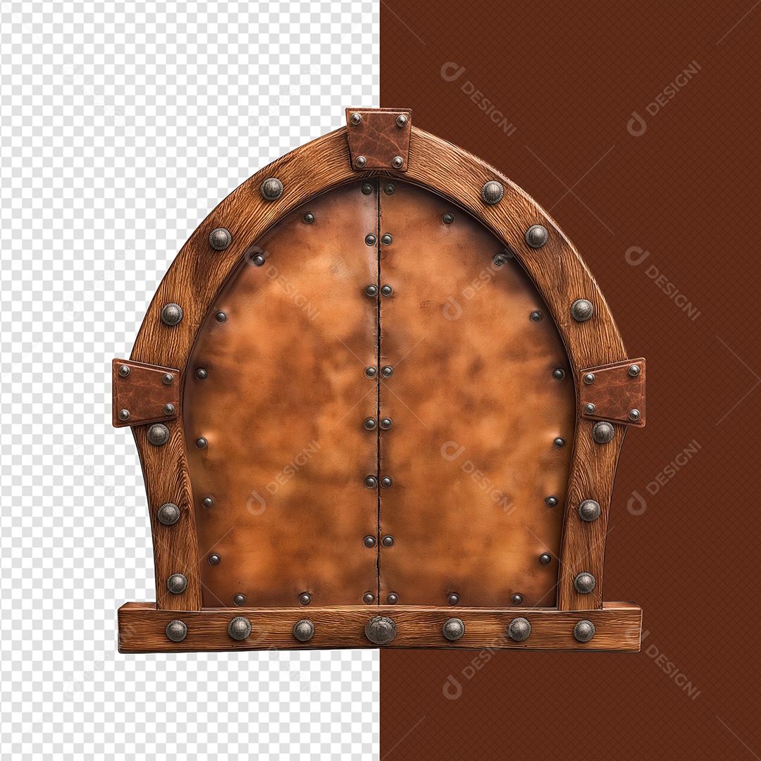 Painel de Couro e Ferro Elemento 3D para Composição PSD