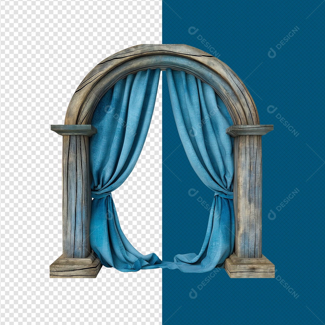 Painel de Madeira com Tecido Elemento 3D para Composição PSD