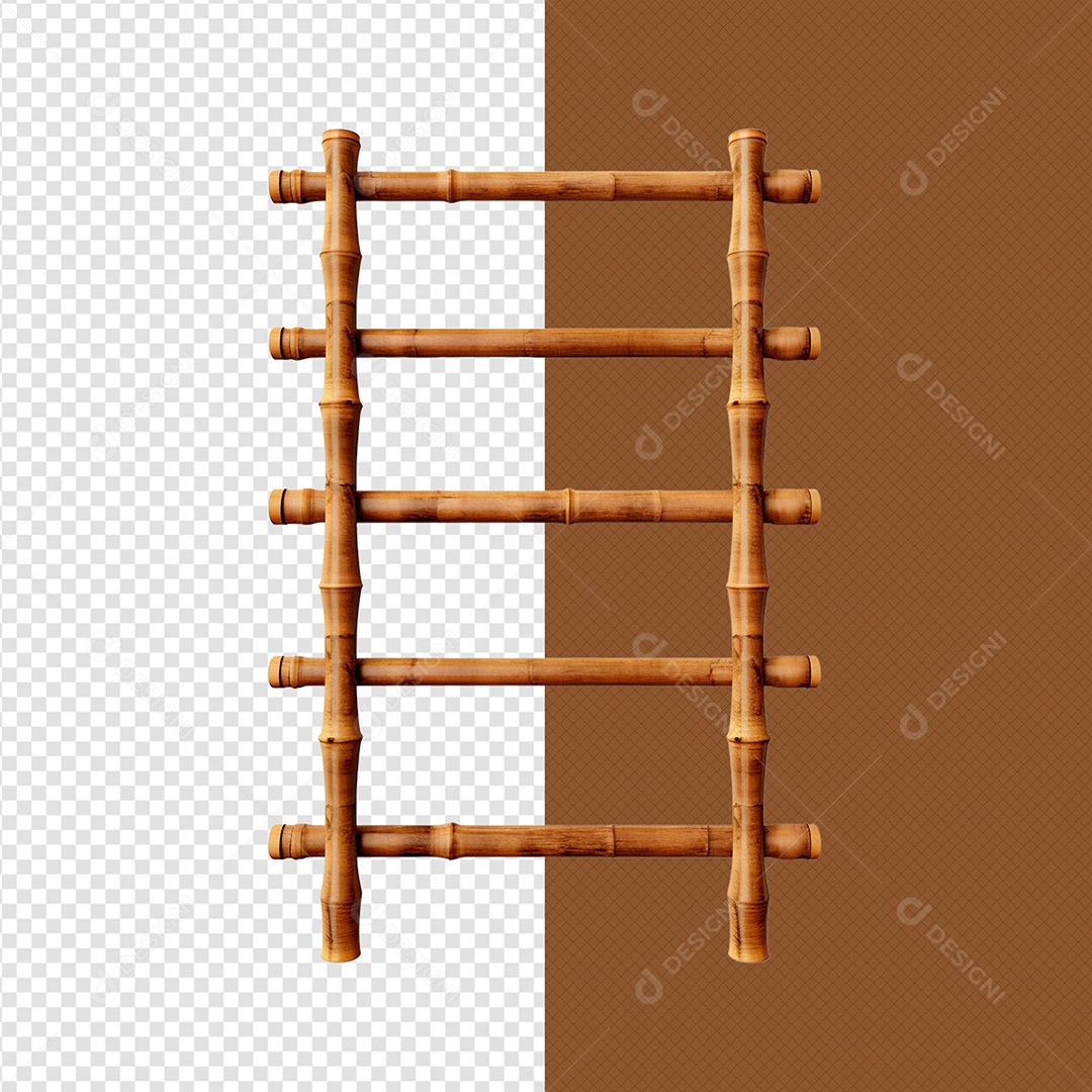 Escada de Madeira Elemento 3D para Composição PSD