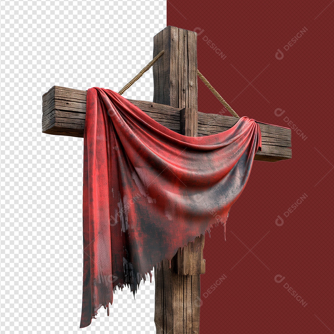 Cruz Elemento 3D Vermelho para Composição PSD