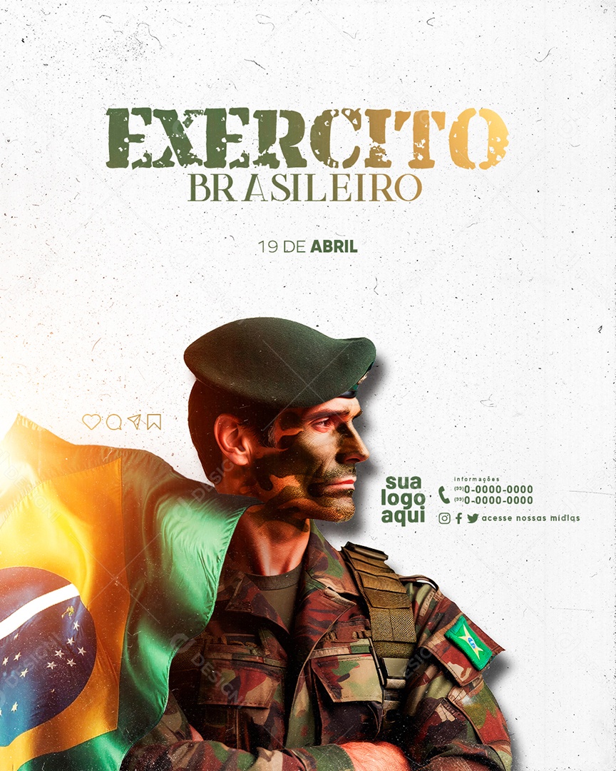 Social Media Dia Do Exército Brasileiro 19 De Abril PSD Editável