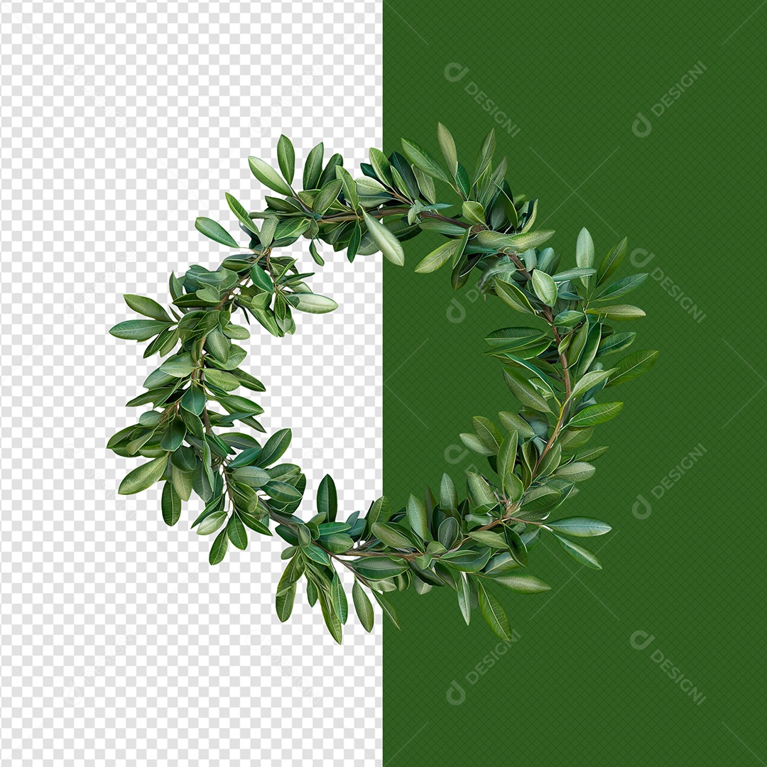 Coroa de Folha Elemento 3D para Composição PSD