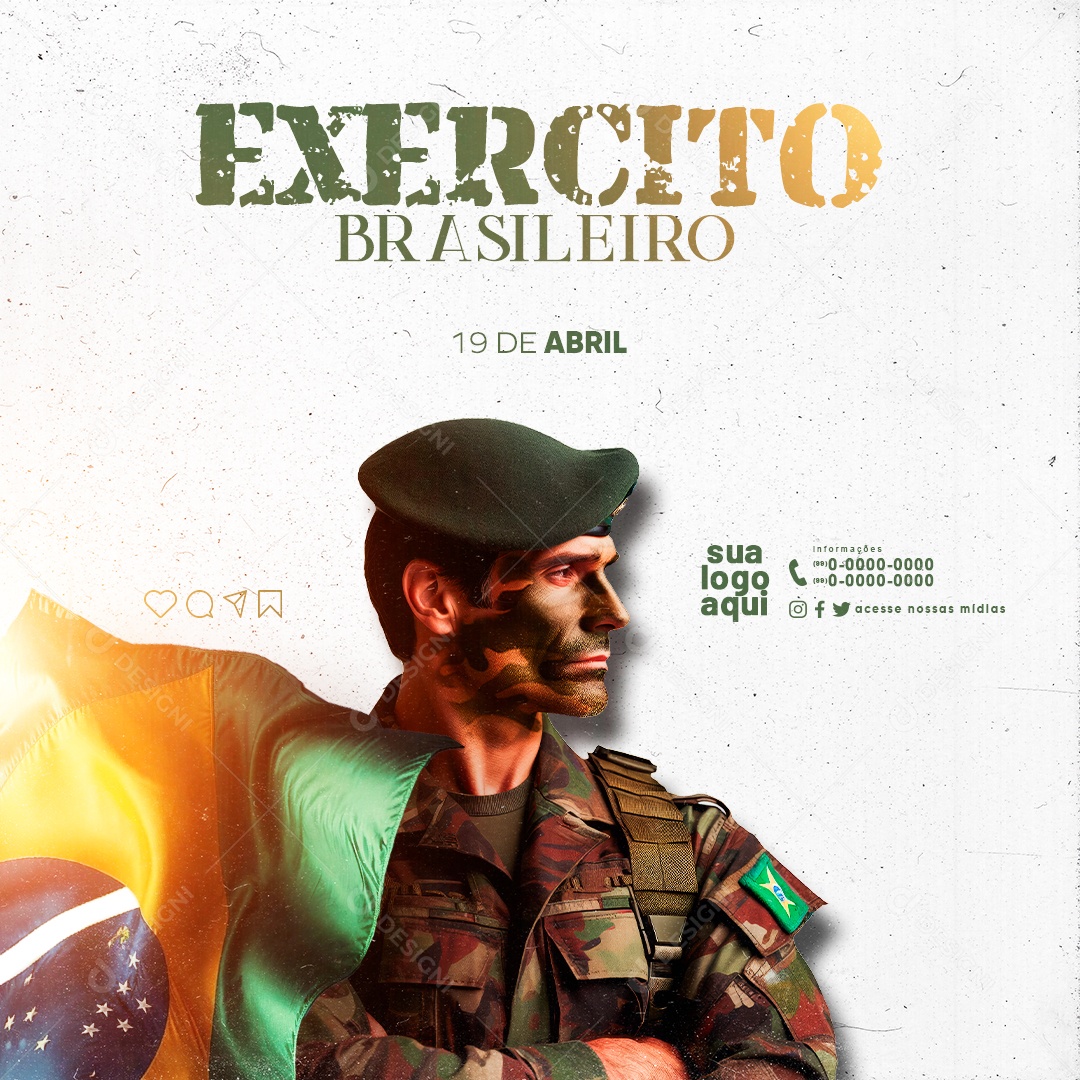 Dia Do Exército Brasileiro 19 De Abril PSD Editável