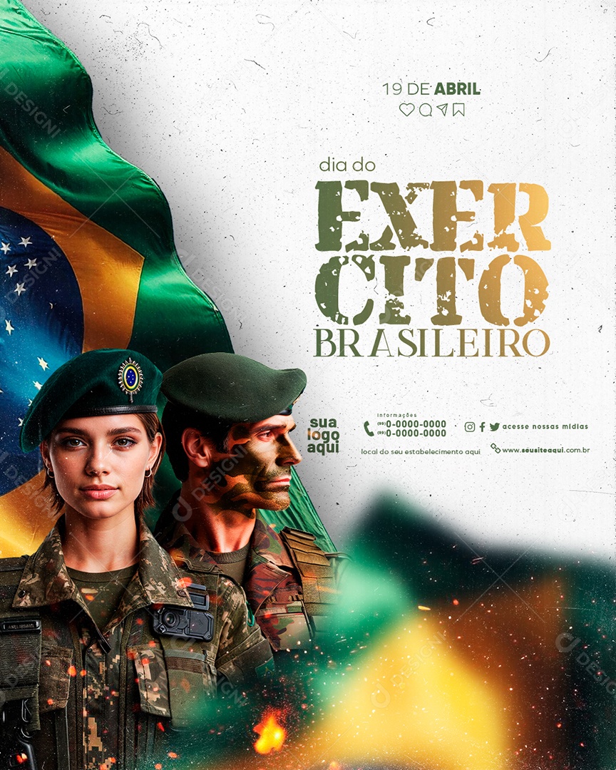 Social Media Dia Do Exército Brasileiro 19 De Abril PSD Editável