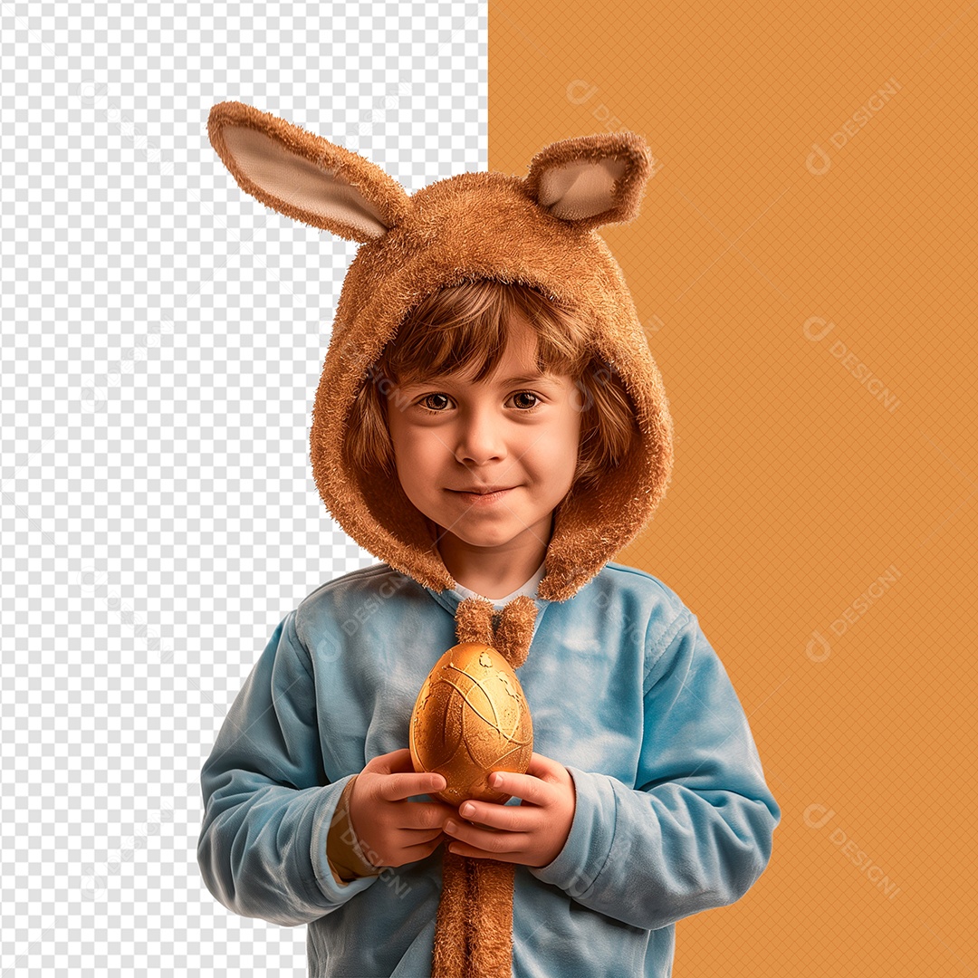 Menino com Capuz de Coelho Elemento 3D para Composição PSD