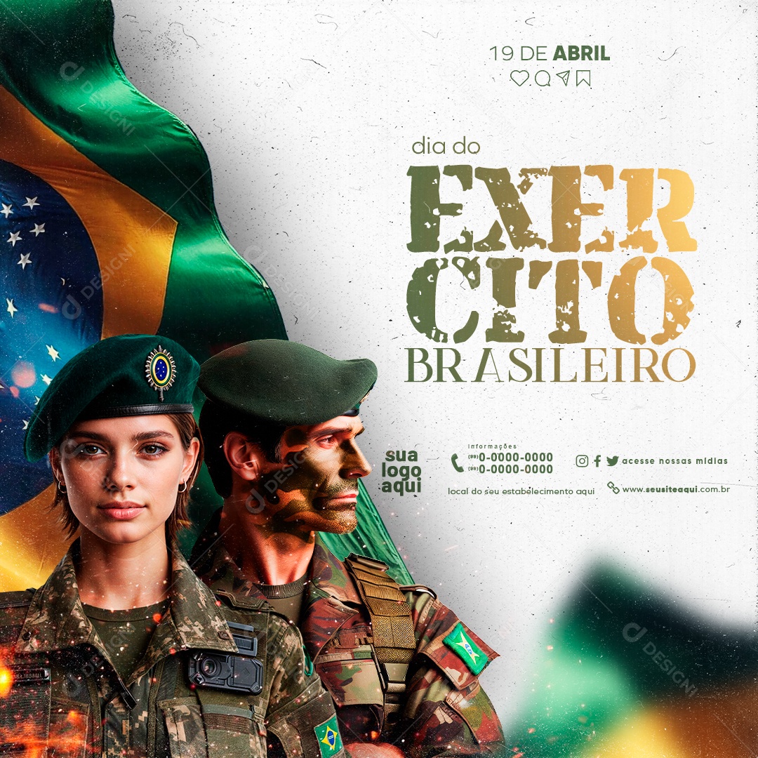 Dia Do Exército Brasileiro 19 De Abril Social Media PSD Editável