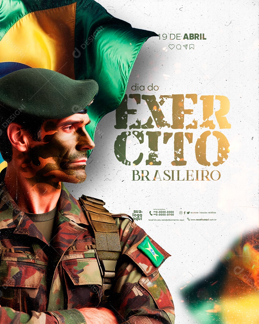 Social Media Dia Do Exército Brasileiro 19 De Abril PSD Editável