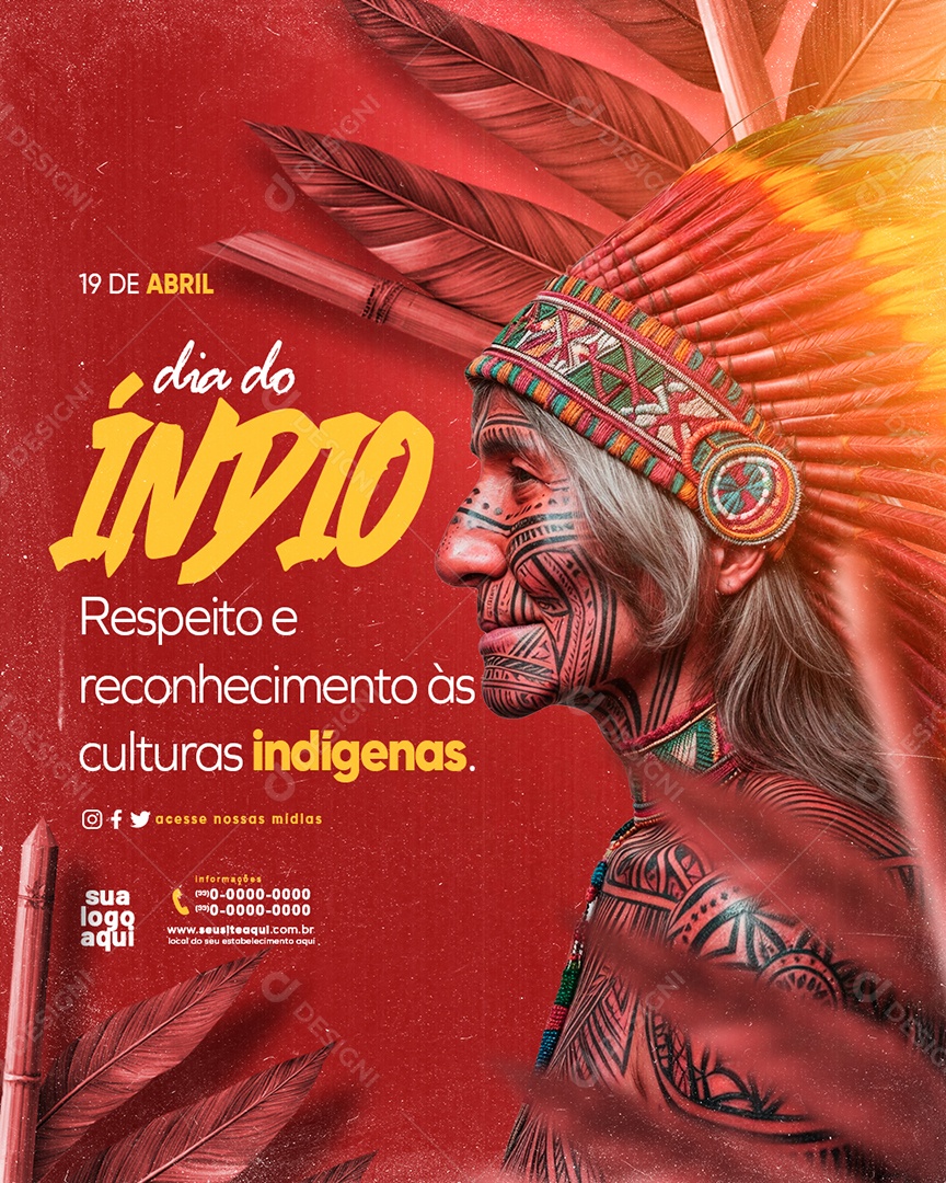 Social Media Dia do Índio 19 de Abril Respeito e Reconhecimento às Culturas Social Media PSD Editável