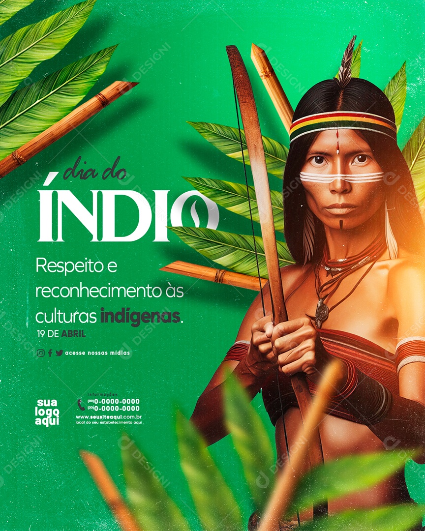 Social Media Dia do Índio 19 de Abril Respeito e Reconhecimento às Culturas PSD Editável
