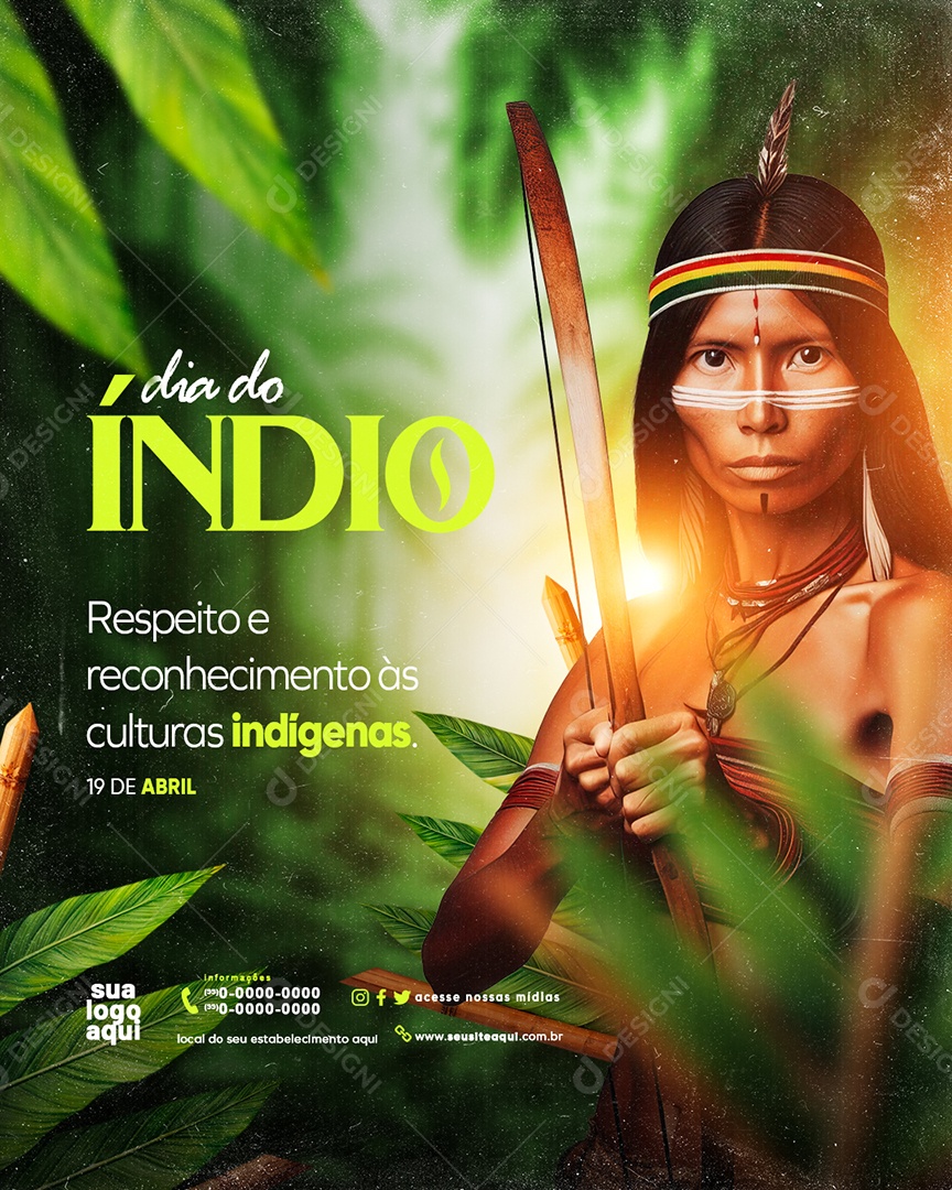 Social Media Dia do Índio 19 de Abril Respeito e Reconhecimento PSD Editável