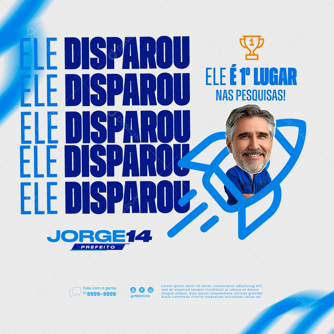 Disparou ele é 1 Lugar nas Pesquisas Social Media PSD Editável