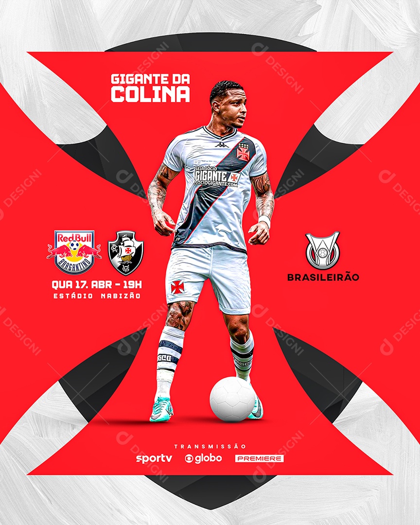 Futebol Brasileirão Red Bull X Vasco Social Media PSD Editável