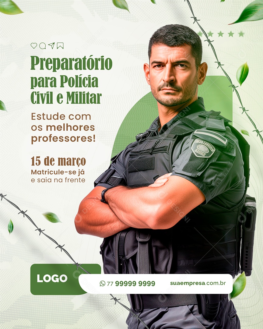 Curso Preparatório Militar Estude com os Melhores Professores Social Media PSD Editável