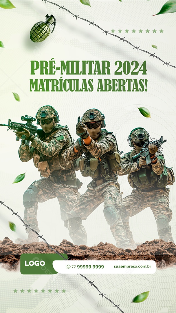 Story Curso Preparatório Militar Matrículas Abertas Social Media PSD Editável