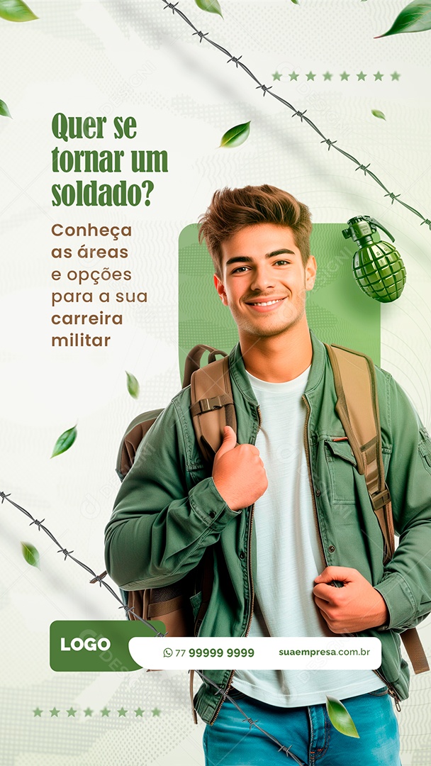 Story Curso Preparatório Militar Quer se Tornar um Soldado Social Media PSD PSD Editável