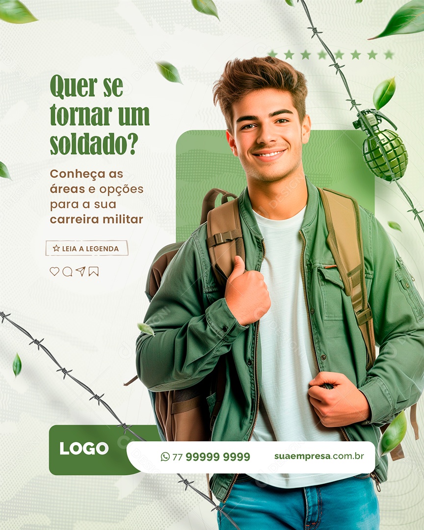 Curso Preparatório Militar Quer se Tornar um Soldado Social Media PSD PSD Editável