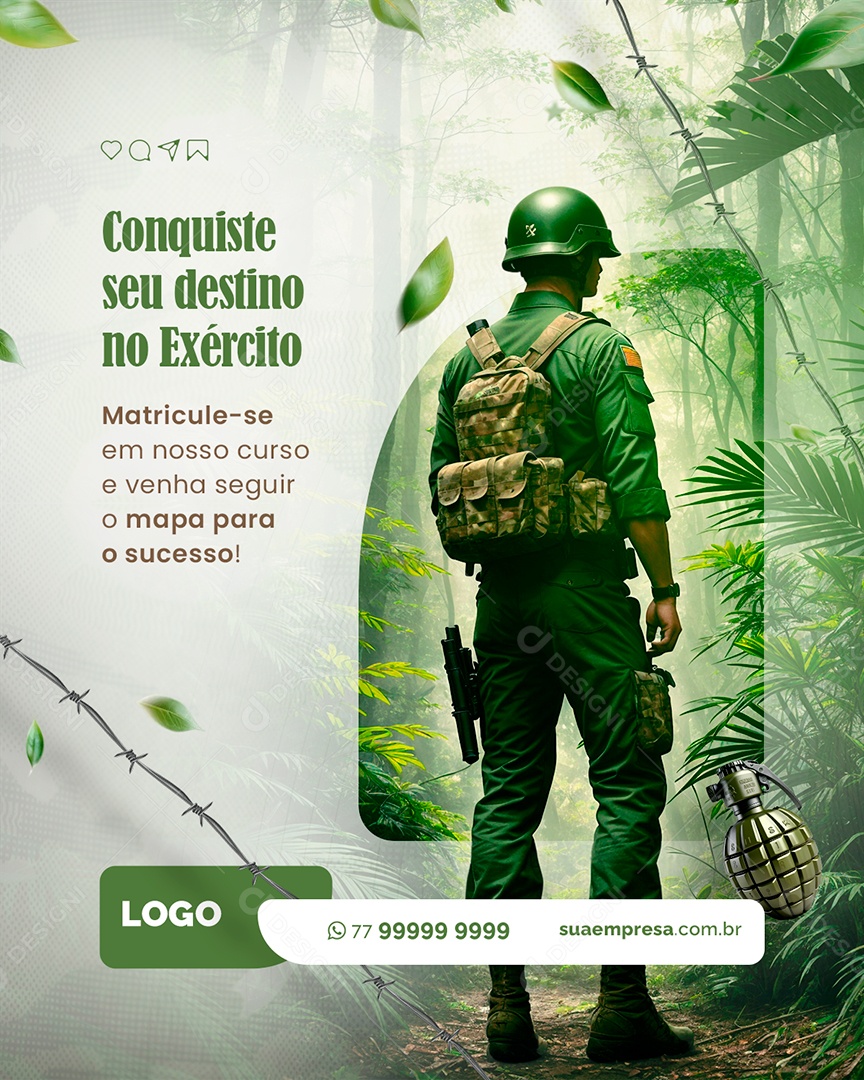 Curso Preparatório Militar Conquiste seu Destino no Exército Social Media PSD Editável